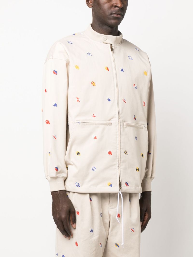 Beige Boat Embroidery Jacket