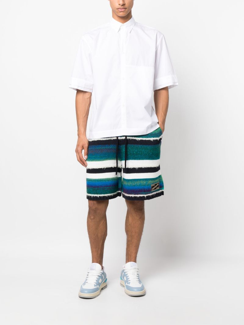 Green Striped Knitted Shorts