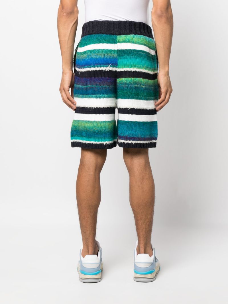 Green Striped Knitted Shorts