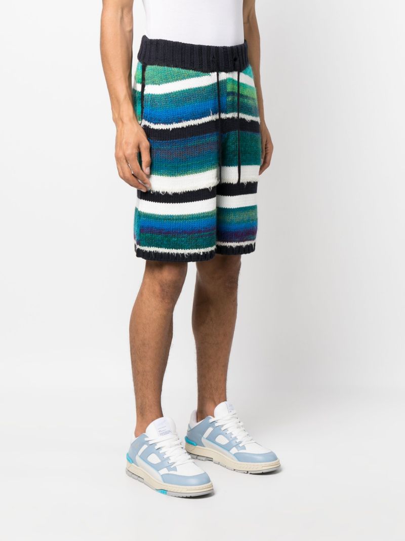Green Striped Knitted Shorts
