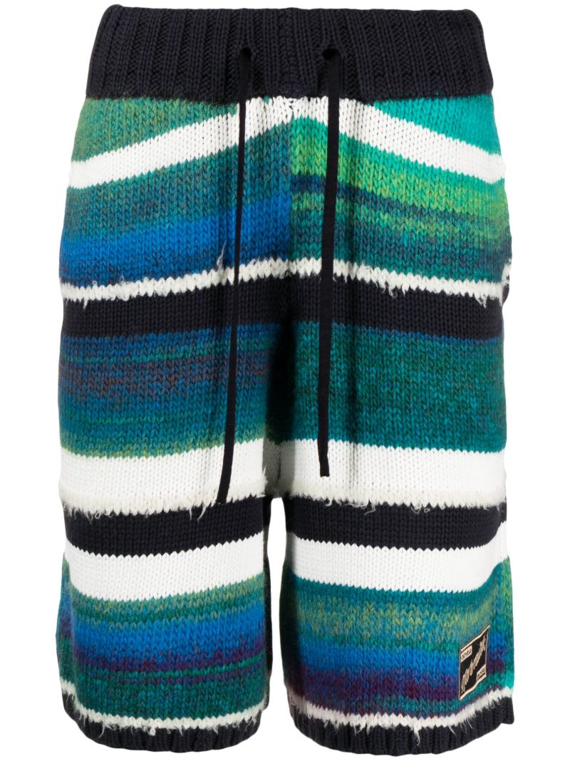 Green Striped Knitted Shorts