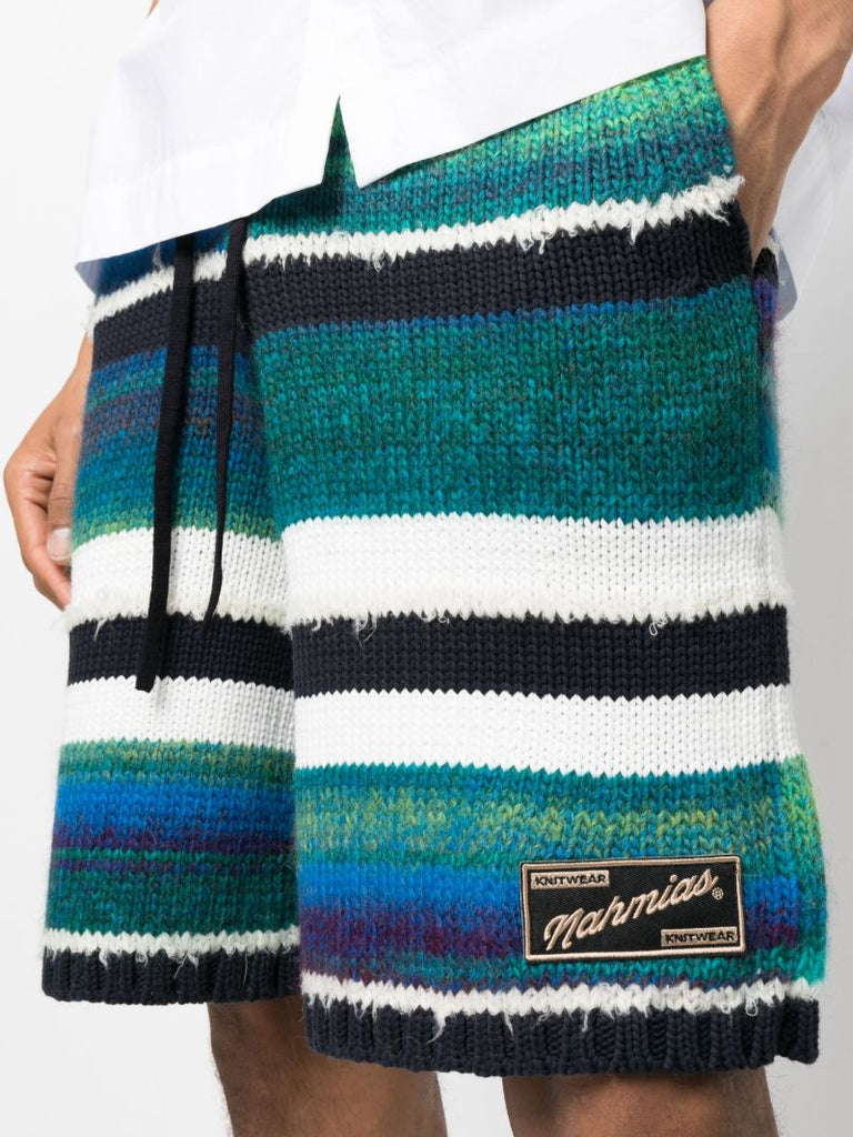Green Striped Knitted Shorts