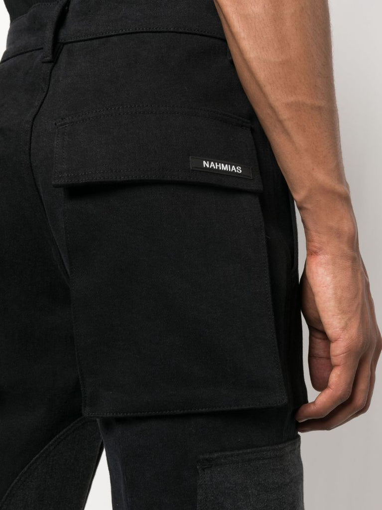 Black Panelled Cargo Jeans