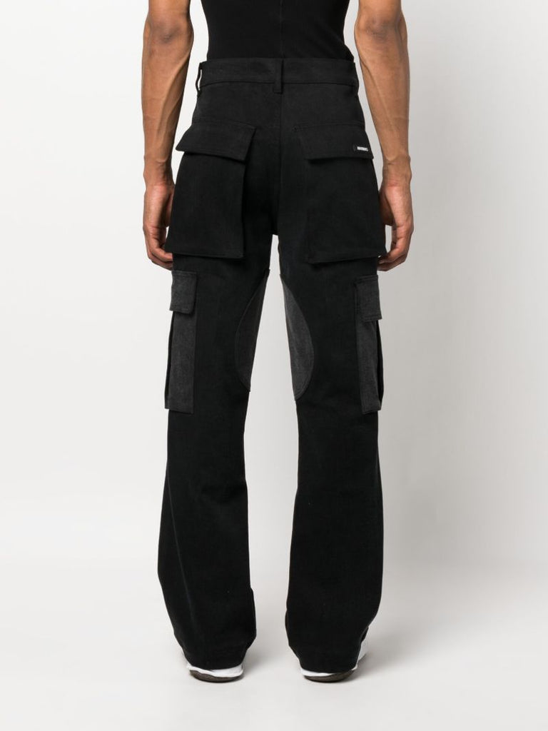 Black Panelled Cargo Jeans