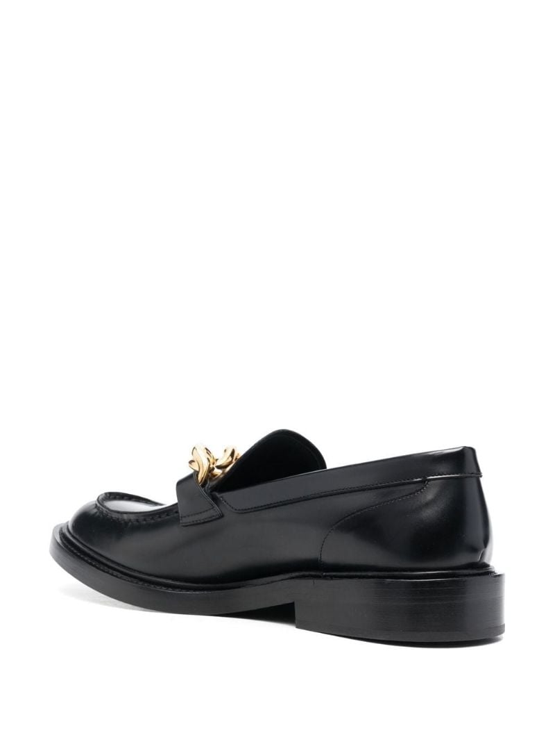 Black Chain Detail Leather Loafers