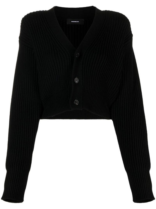 Black Cropped Knitted Cardigan