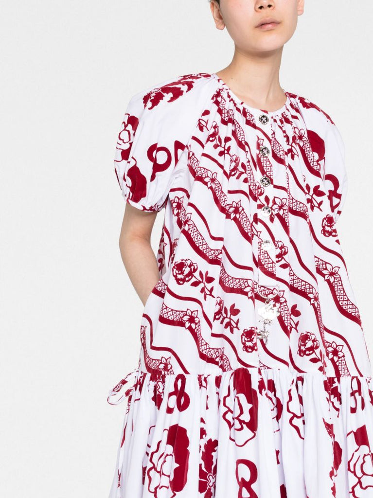White Efi Graphic Print Mini Dress