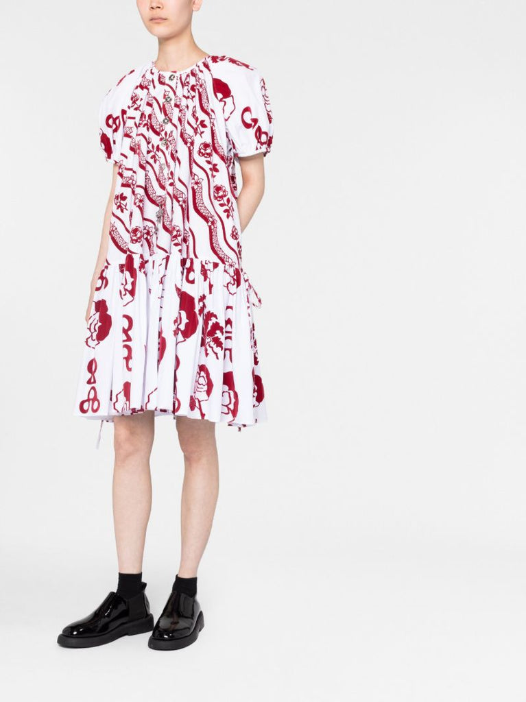 White Efi Graphic Print Mini Dress