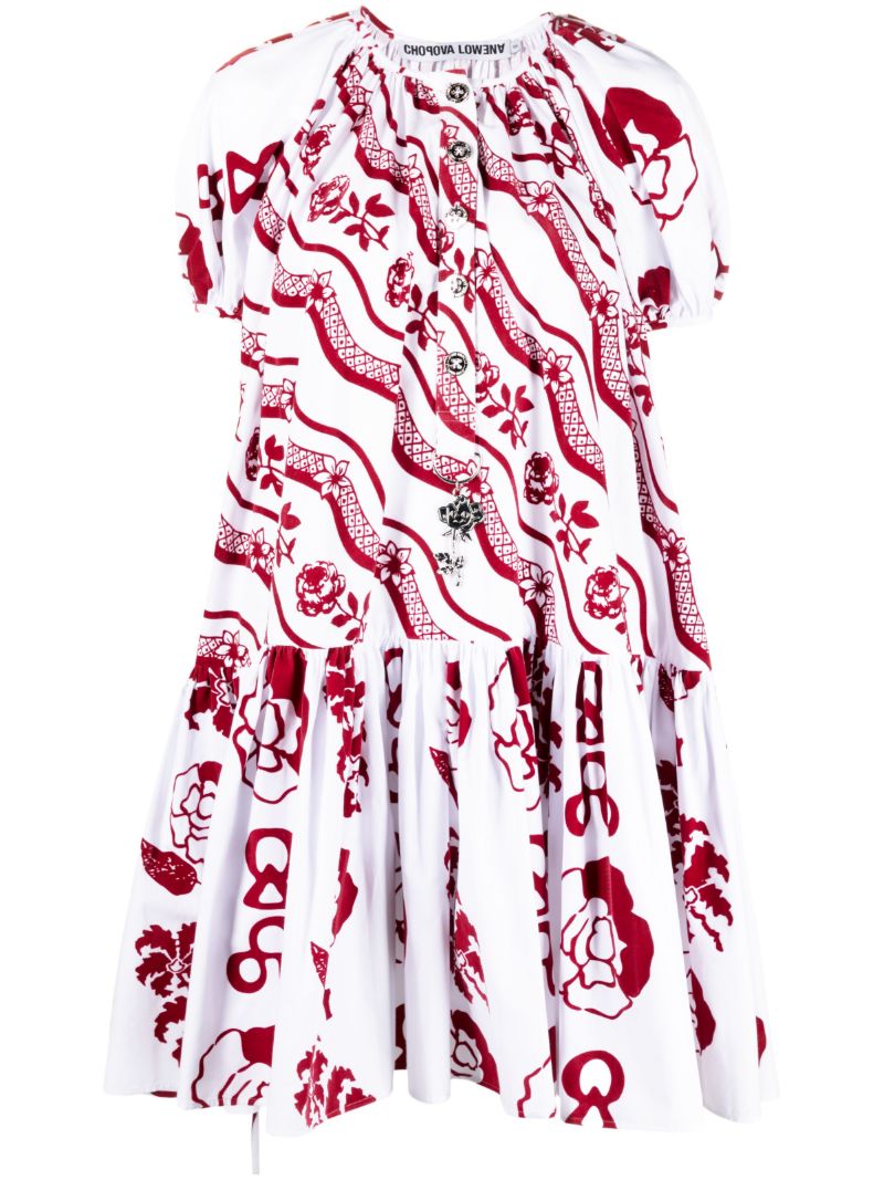 White Efi Graphic Print Mini Dress
