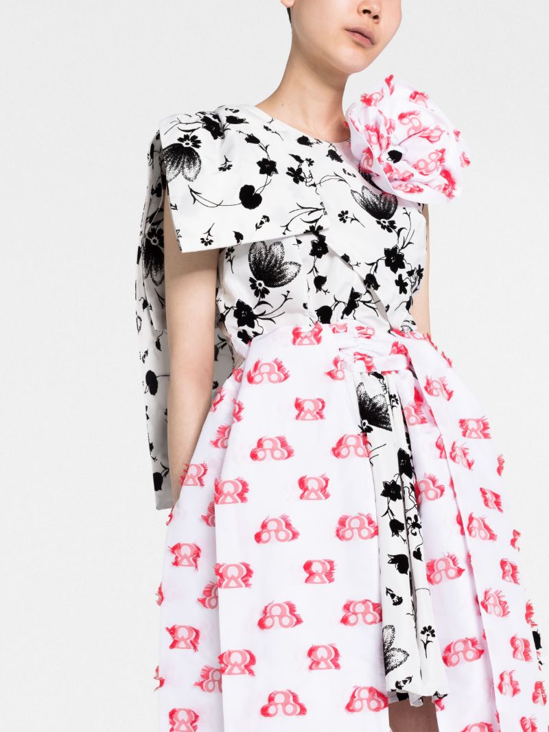 White Floral Print Asymmetric Dress