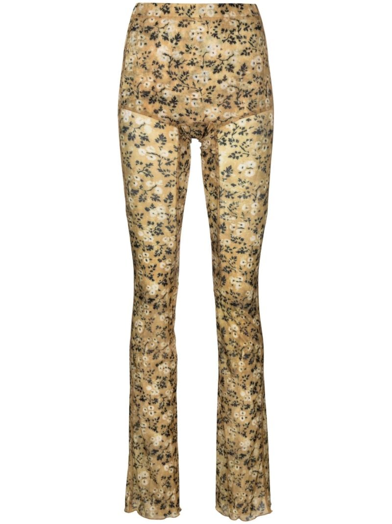 Yellow Halycon Wall Flower Print Leggings