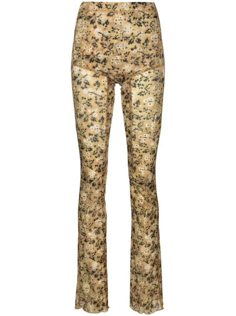 Yellow Halycon Wall Flower Print Leggings