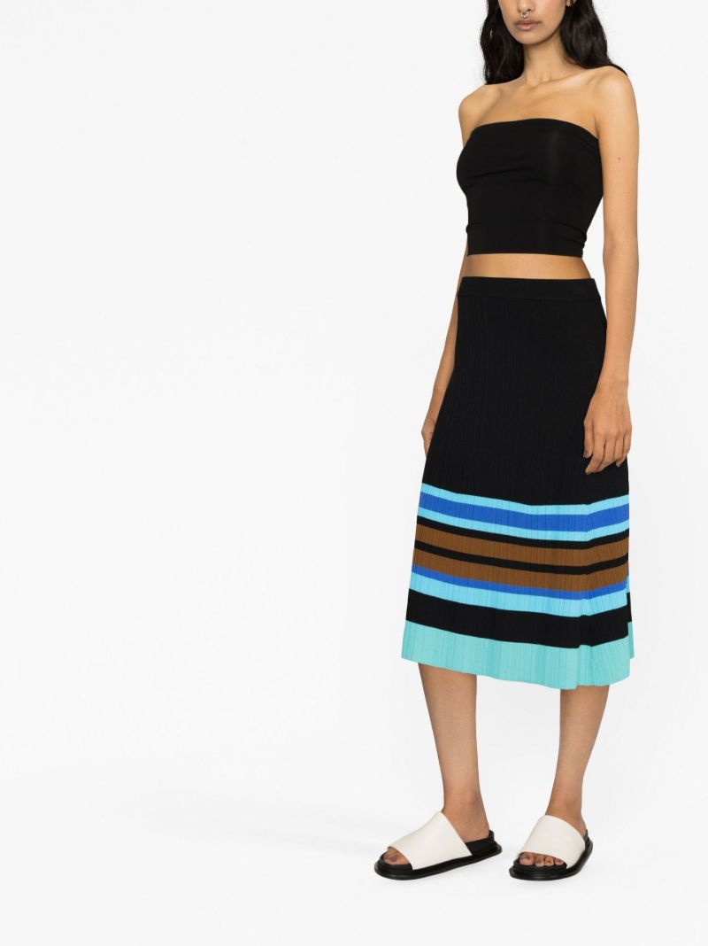 Black Striped A-line Skirt