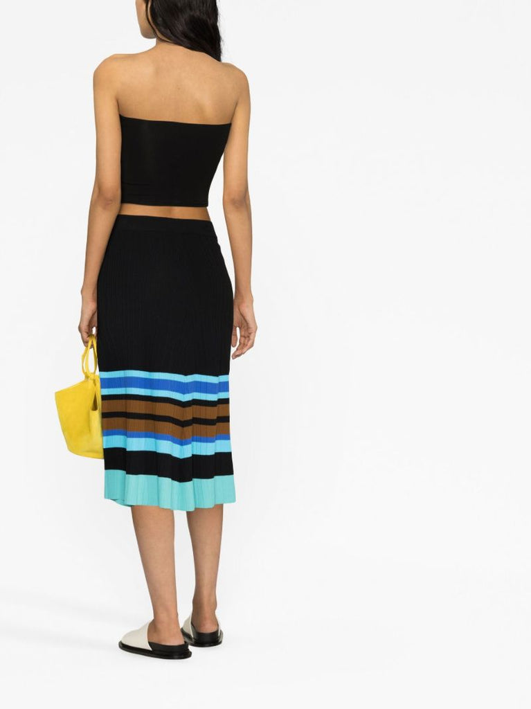 Black Striped A-line Skirt