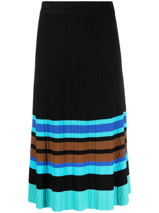 Black Striped A-line Skirt