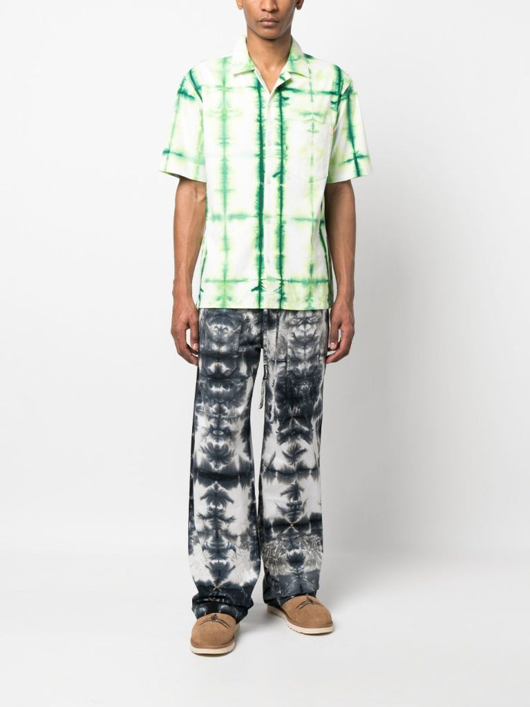 Blue Tie-dye Straight Trousers