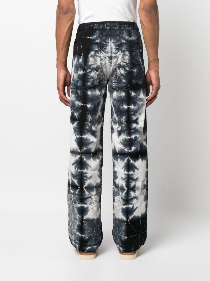 Blue Tie-dye Straight Trousers