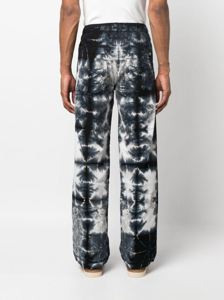 Blue Tie-dye Straight Trousers