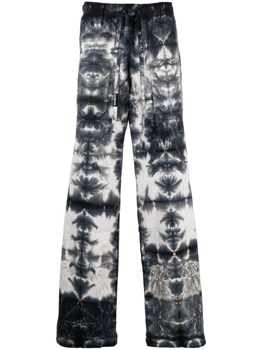 Blue Tie-dye Straight Trousers