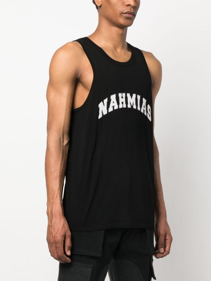 Black Wool Logo Intarsia Tank Top