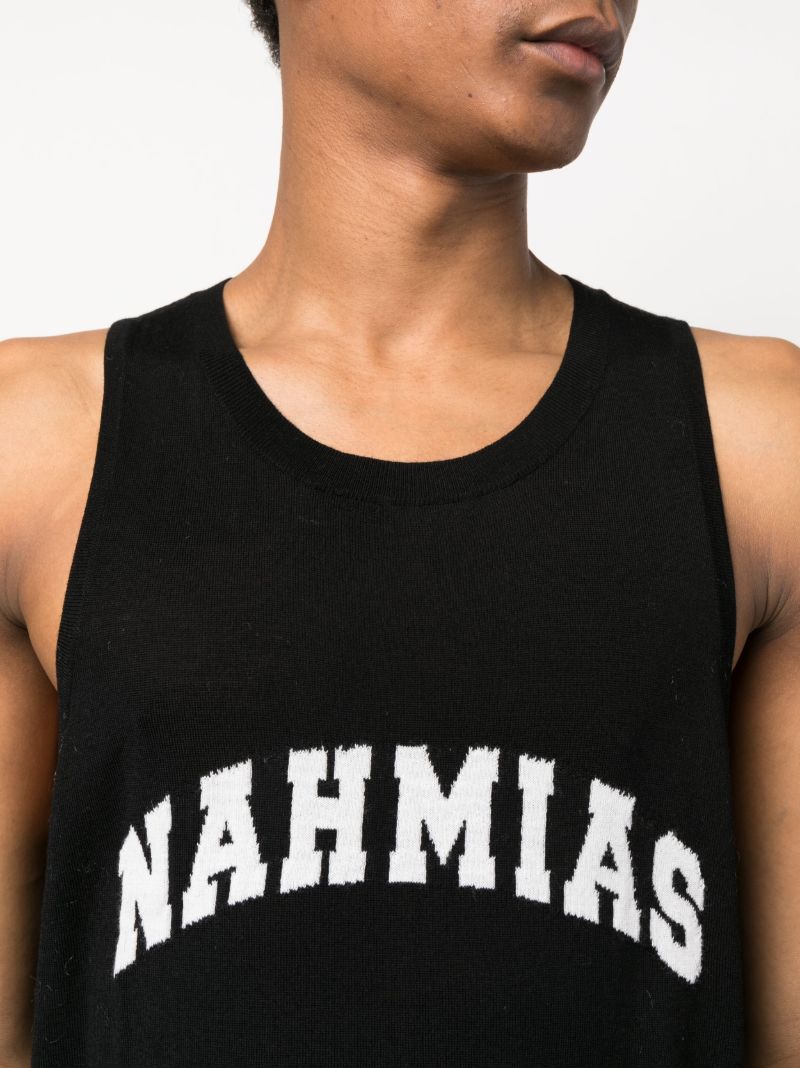 Black Wool Logo Intarsia Tank Top