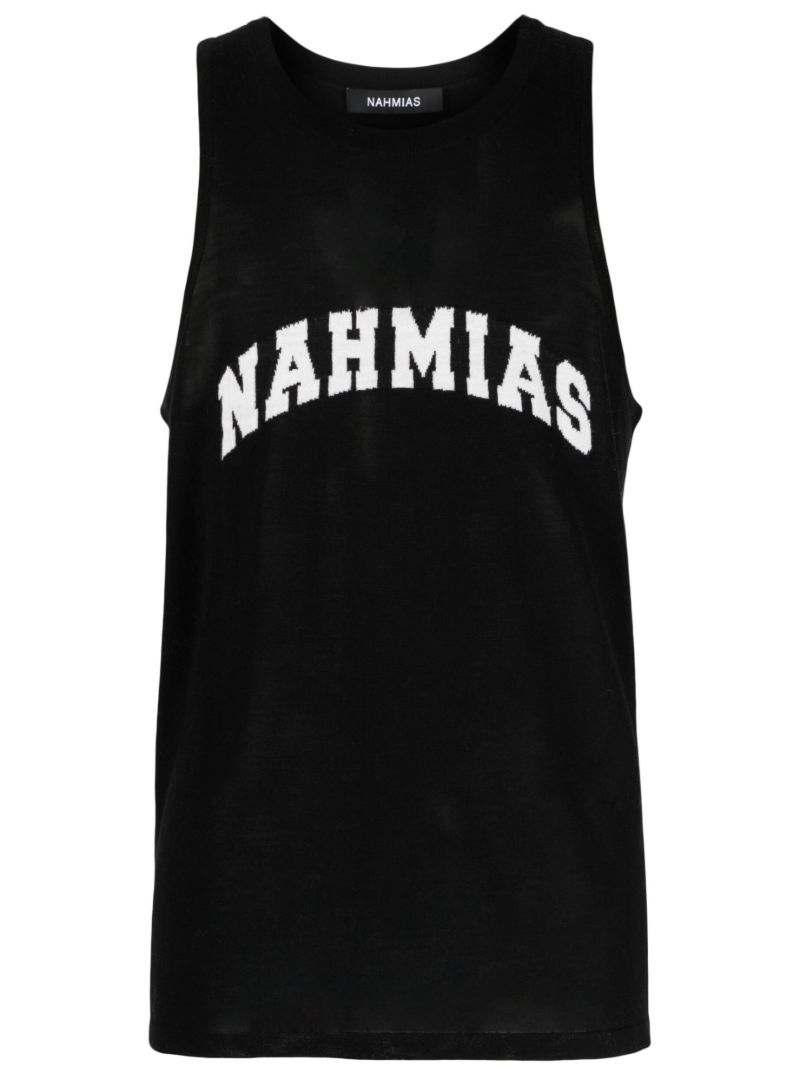 Black Wool Logo Intarsia Tank Top