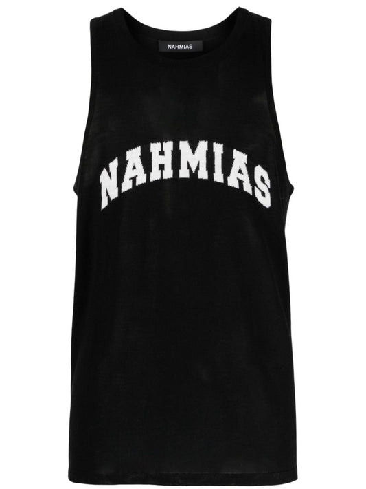 Black Wool Logo Intarsia Tank Top