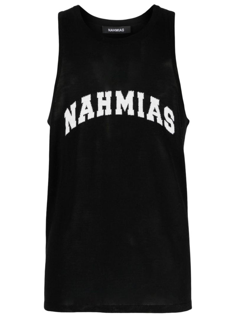 Black Wool Logo Intarsia Tank Top