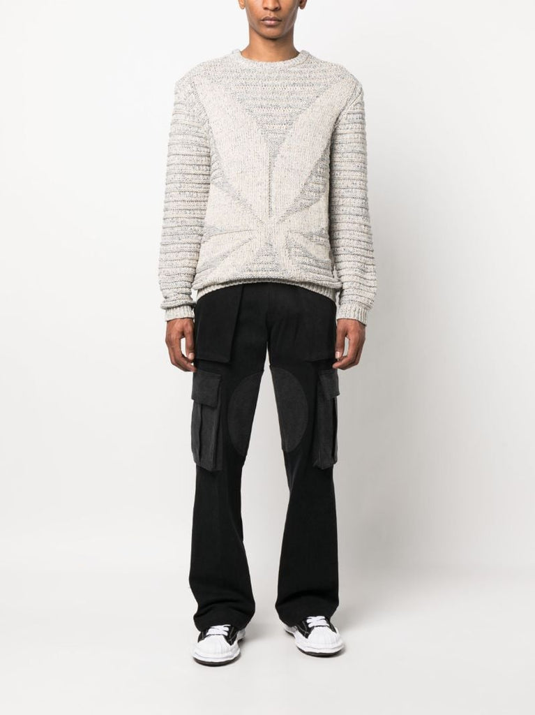 Neutral Knitted Panelled Jumper