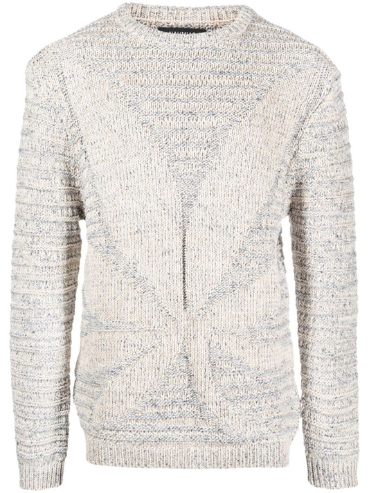 Neutral Knitted Panelled Jumper