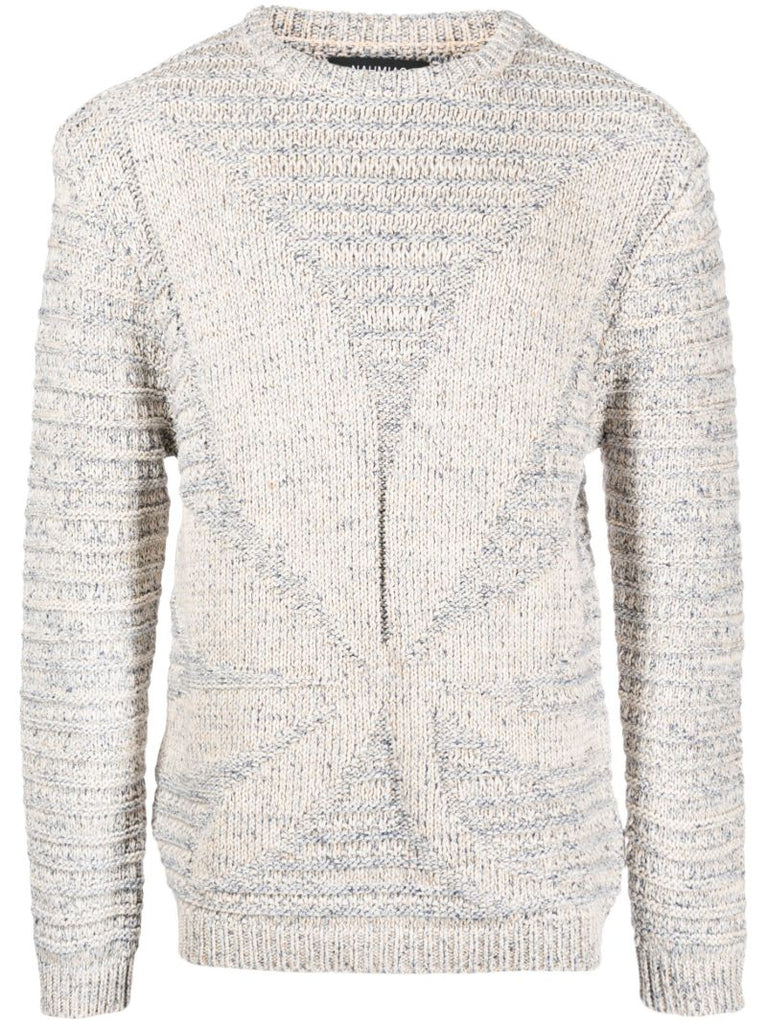 Neutral Knitted Panelled Jumper