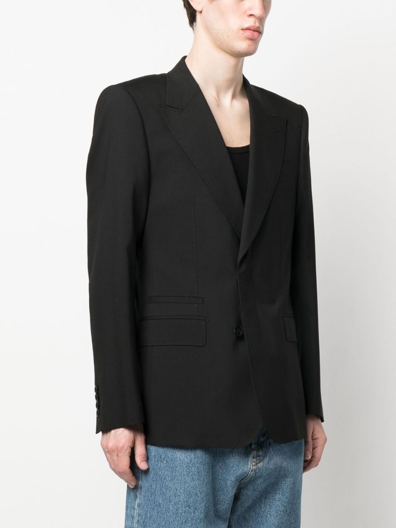 Black Single-breasted Wool Blazer