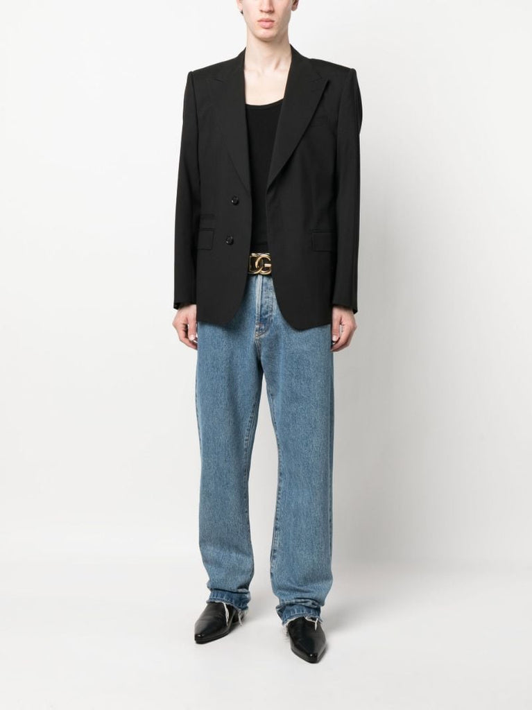 Black Single-breasted Wool Blazer