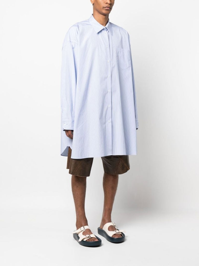 Blue Vertical Stripe Long Sleeve Shirt
