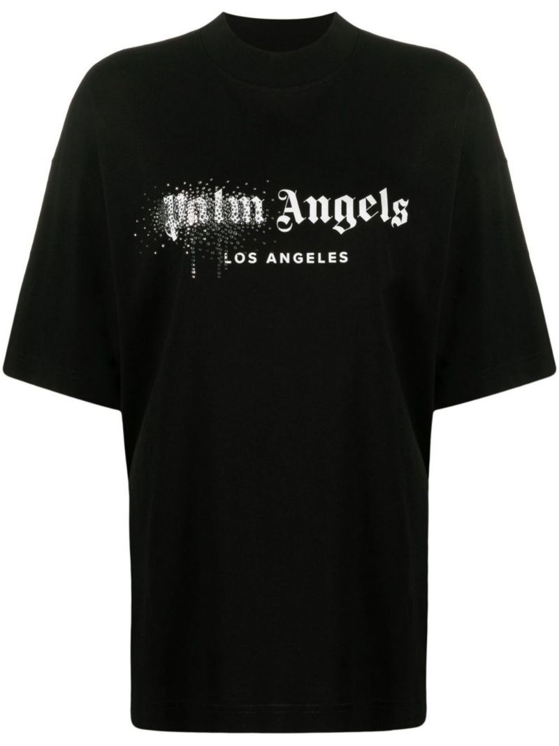 Black Crystal Logo Cotton T-shirt