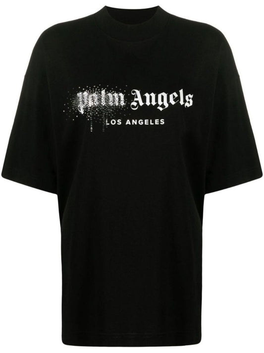 Black Crystal Logo Cotton T-shirt