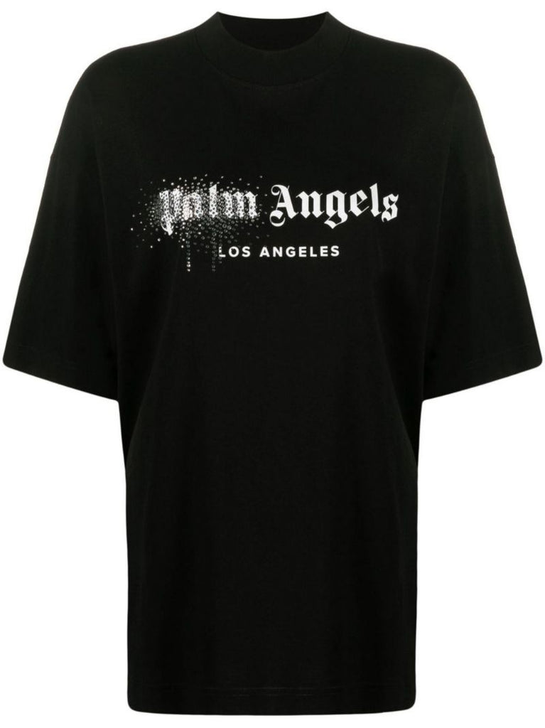 Black Crystal Logo Cotton T-shirt