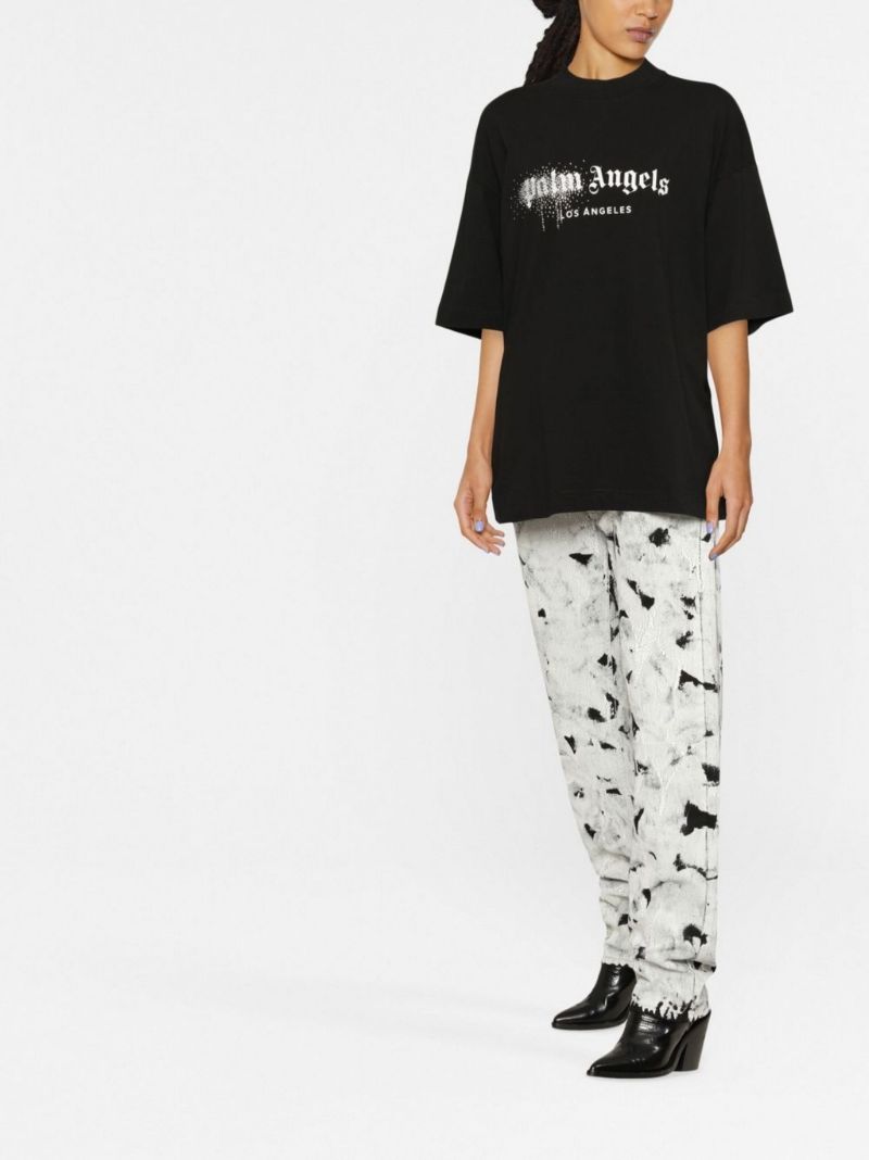 Black Crystal Logo Cotton T-shirt