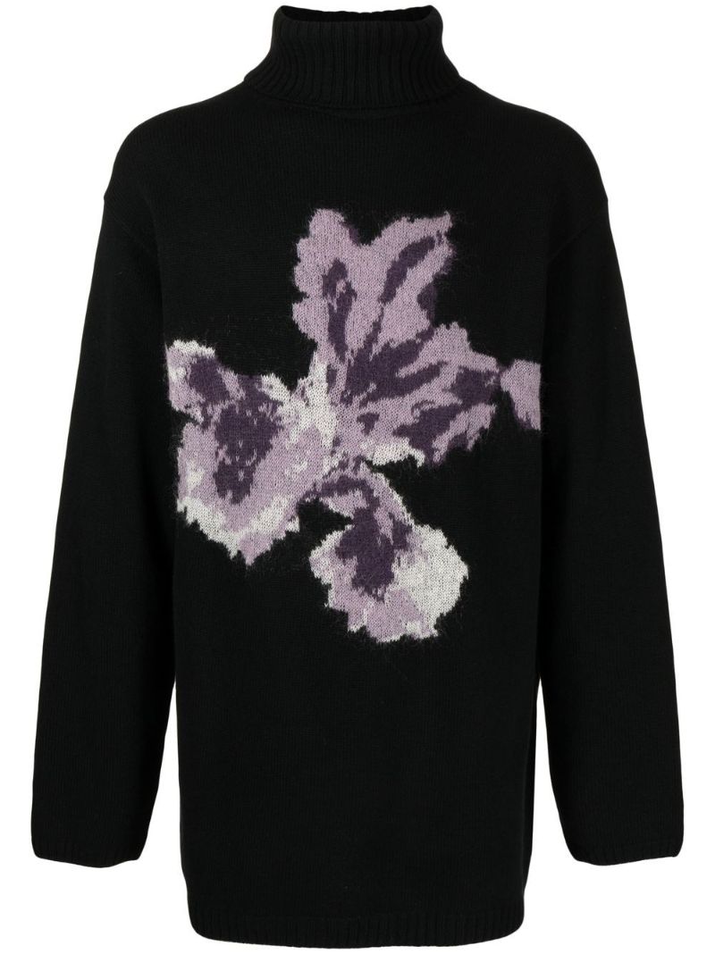 Floral Intarsia-knit Wool Sweater