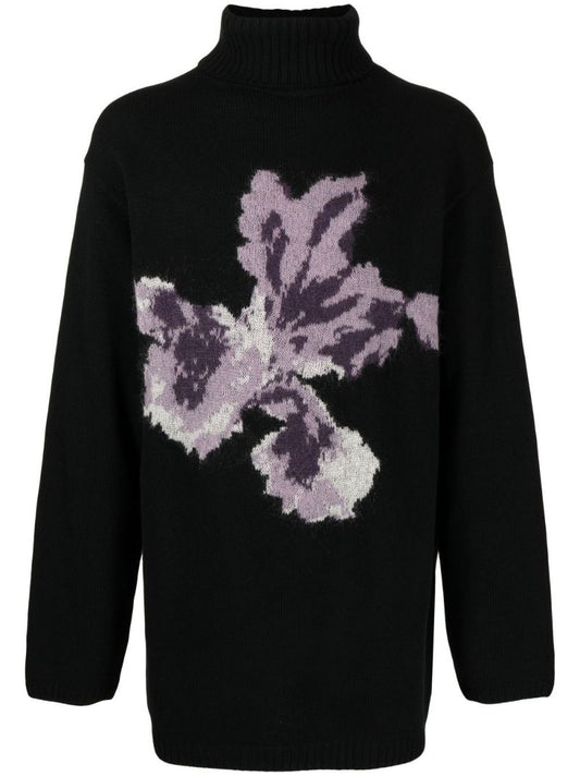 Floral Intarsia-knit Wool Sweater