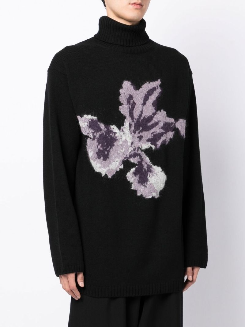 Floral Intarsia-knit Wool Sweater