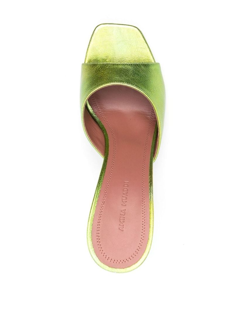 Green Lupita 95 Square Toe Leather Mules