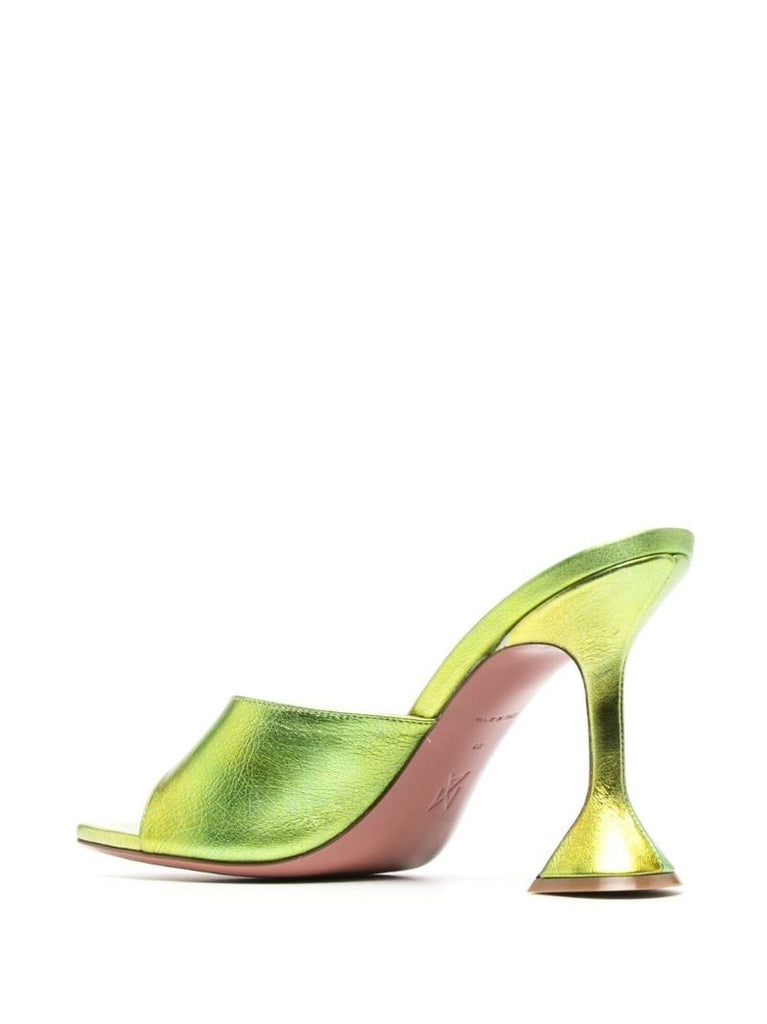 Green Lupita 95 Square Toe Leather Mules