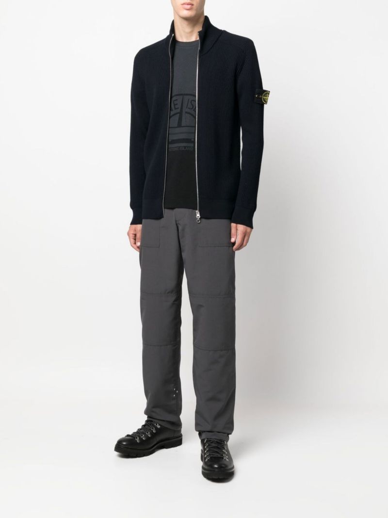 Blue Ribbed Wool Cardigan
