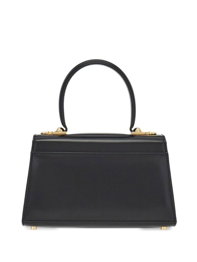 Black Gancini Flap Leather Handbag