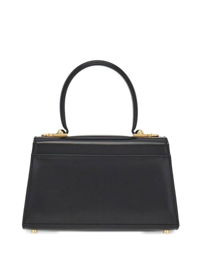 Black Gancini Flap Leather Handbag