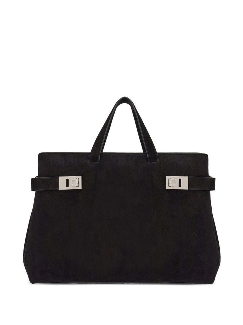 Black Gancini Suede Tote Bag