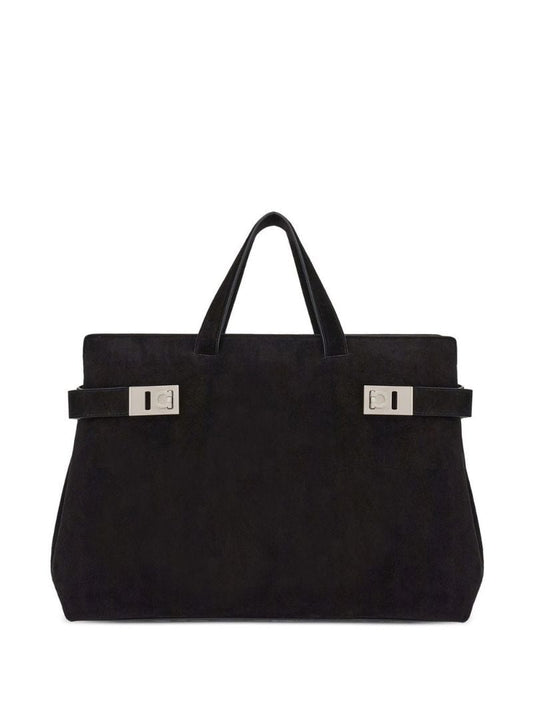 Black Gancini Suede Tote Bag