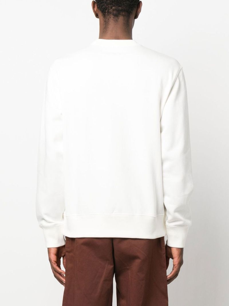White Flocked Logo Crew Neck Sweatshirt