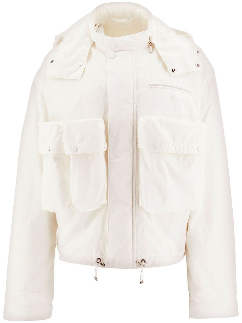 White Hooded Blouson Jacket